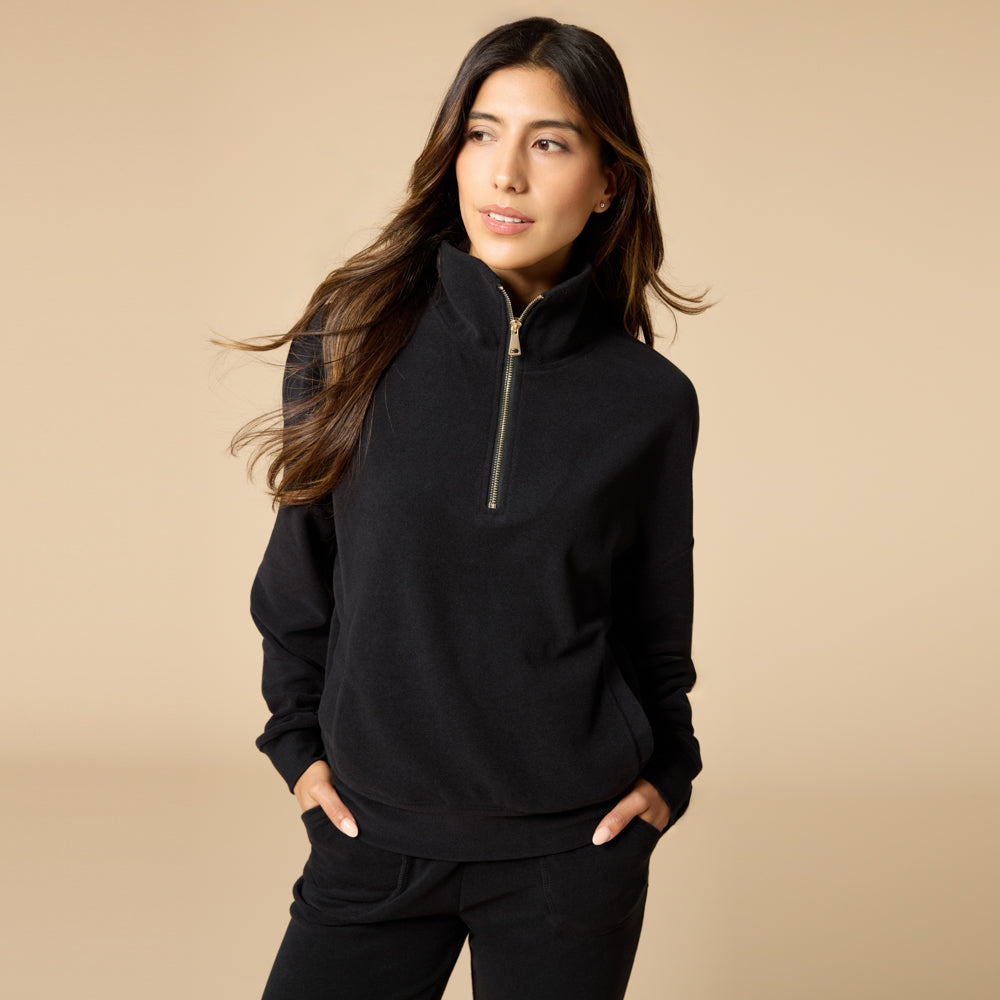 Vintage Velvet 1/4 Zip with Jogger Black
