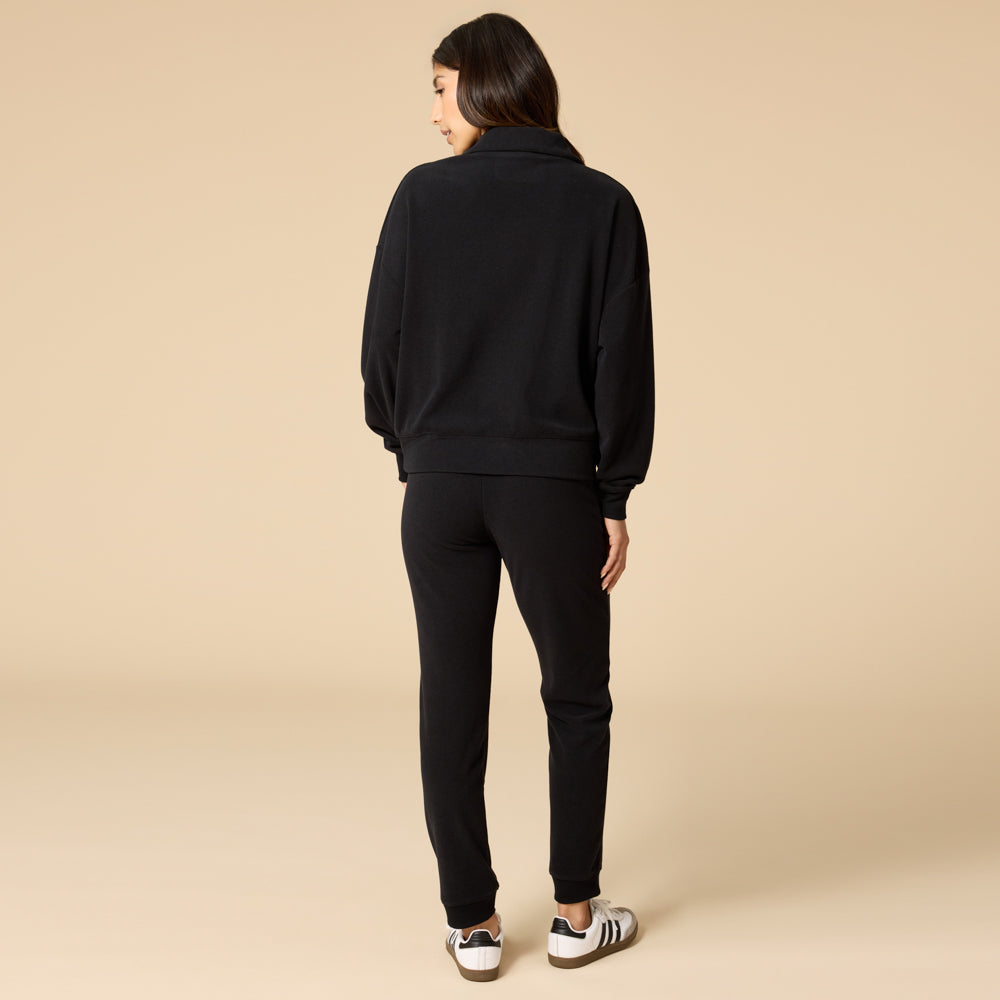 Vintage Velvet 1/4 Zip with Jogger Black