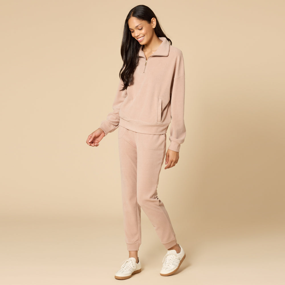 Vintage Velvet 1/4 Zip with Jogger Coco