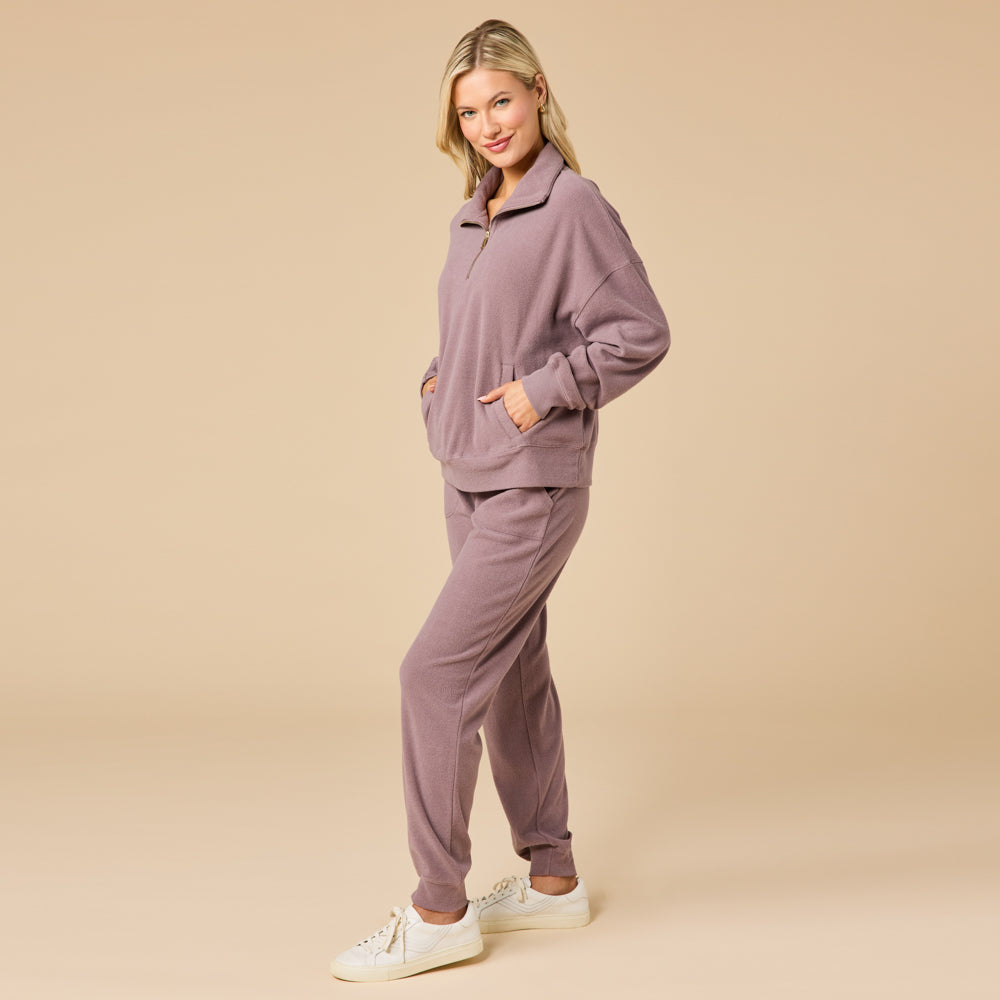 Vintage Velvet 1/4 Zip with Jogger Driftwood