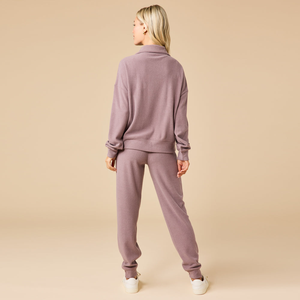 Vintage Velvet 1/4 Zip with Jogger Driftwood