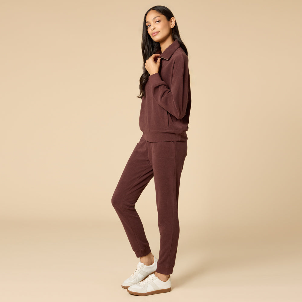 Vintage Velvet 1/4 Zip with Jogger Espresso