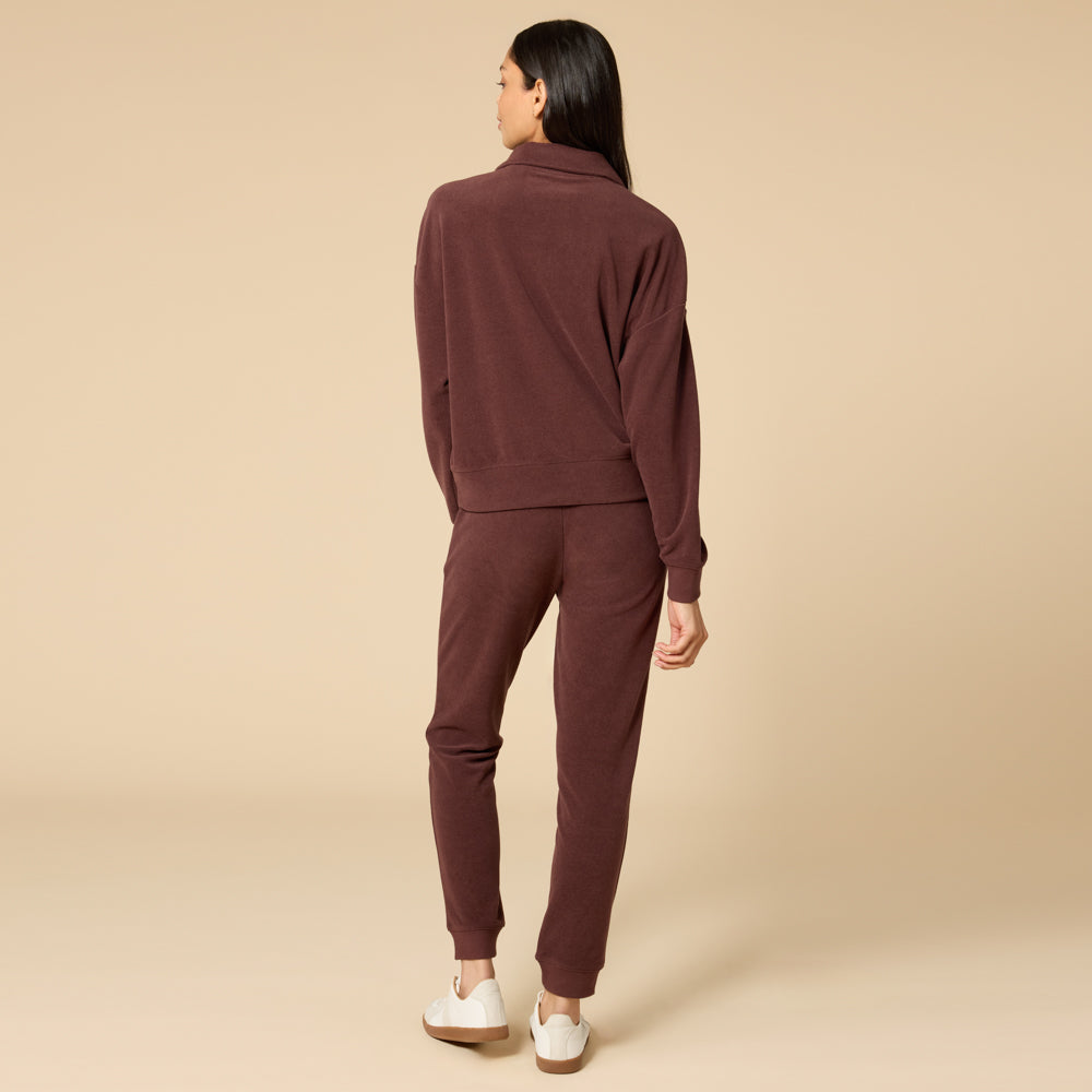 Vintage Velvet 1/4 Zip with Jogger Espresso