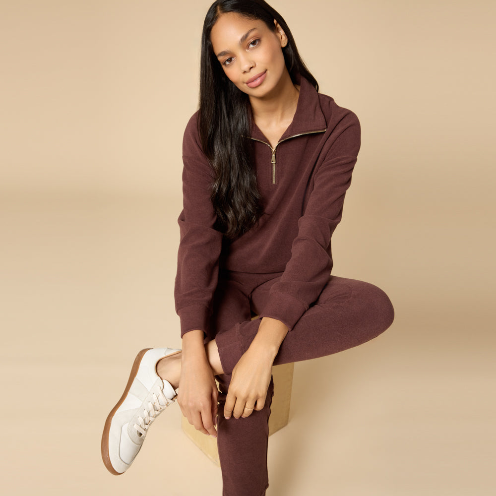 Vintage Velvet 1/4 Zip with Jogger Espresso
