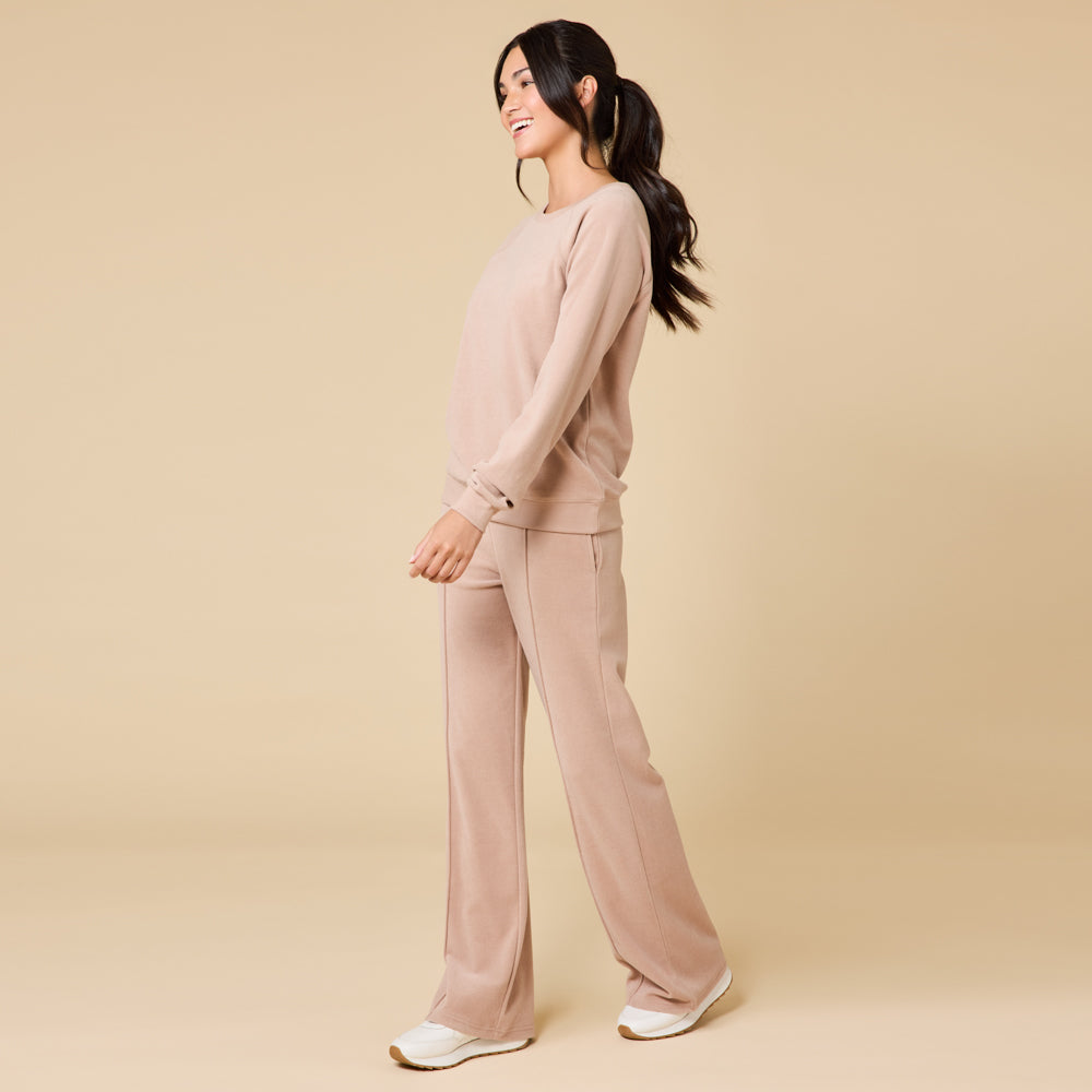 Vintage Velvet Raglan Crew Neck with Pintuck Pant Coco