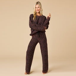Leopard Marshmallow Crew Neck Lounge Set 