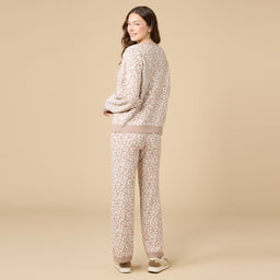 Leopard Marshmallow Crew Neck Lounge Set Marshmallow Leopard Crew Neck Lounge Set in Wild Almond