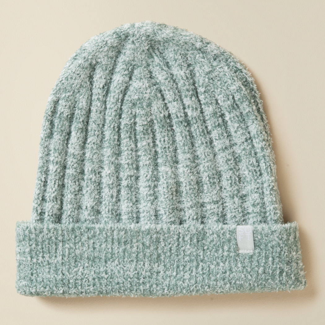 Chunky Rib Marshmallow Beanie Chunky Rib Marshmallow Beanie in Heather Dusty Green