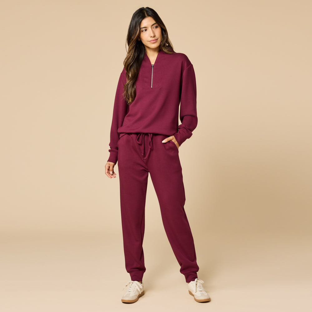 DreamTech 1/4 Zip Jogger Set Cherry Cola