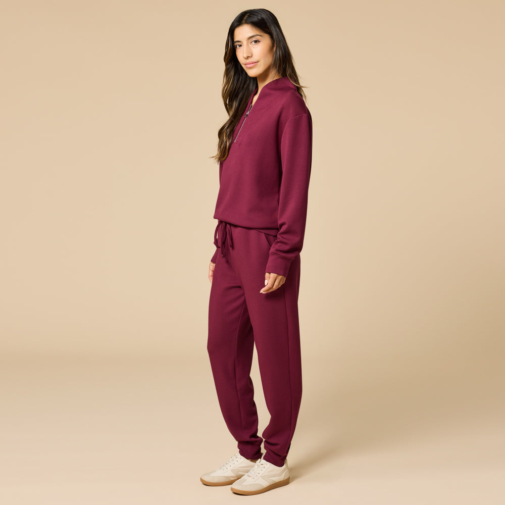 DreamTech 1/4 Zip Jogger Set Cherry Cola