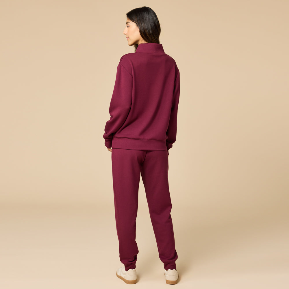 DreamTech 1/4 Zip Jogger Set Cherry Cola