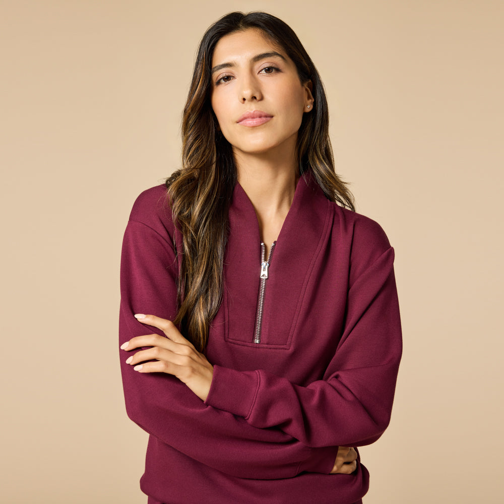 DreamTech 1/4 Zip Jogger Set Cherry Cola