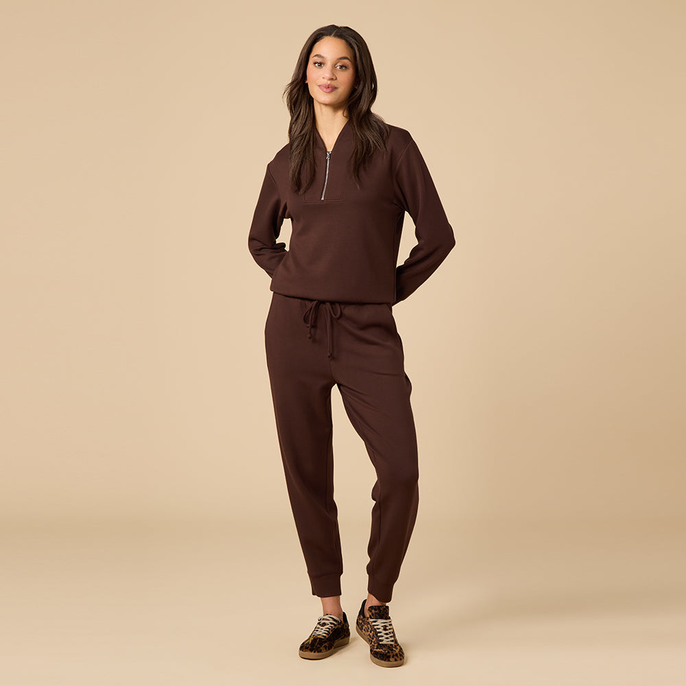DreamTech ¼ Zip Jogger Set Espresso