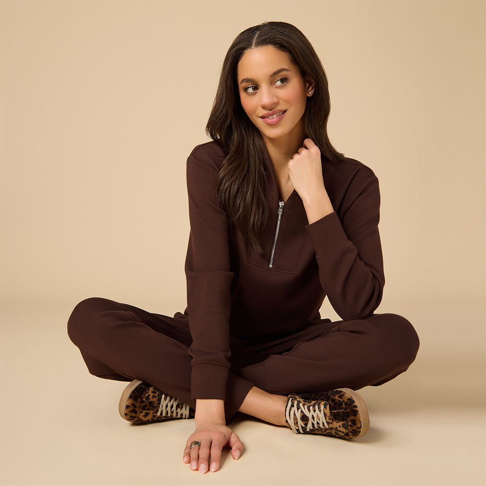 DreamTech ¼ Zip Jogger Set Espresso