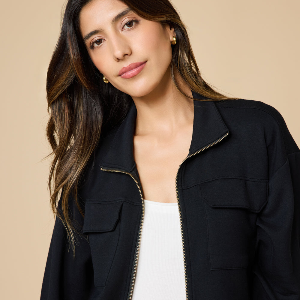DreamTech Double Zip Bomber Jacket Black