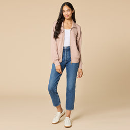 DreamTech Double Zip Bomber Jacket DreamTech Double Zip Bomber Jacket in Coco