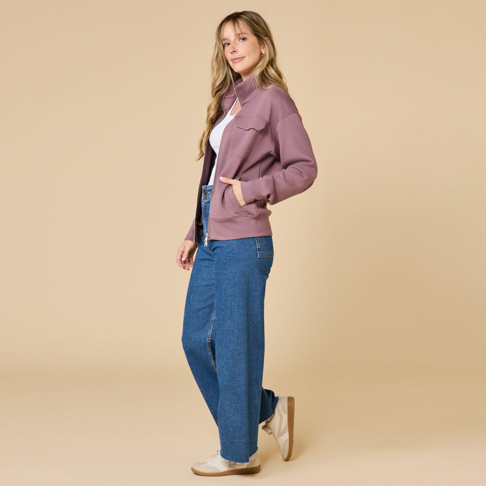 DreamTech Double Zip Bomber Jacket DreamTech Double Zip Bomber Jacket in Driftwood
