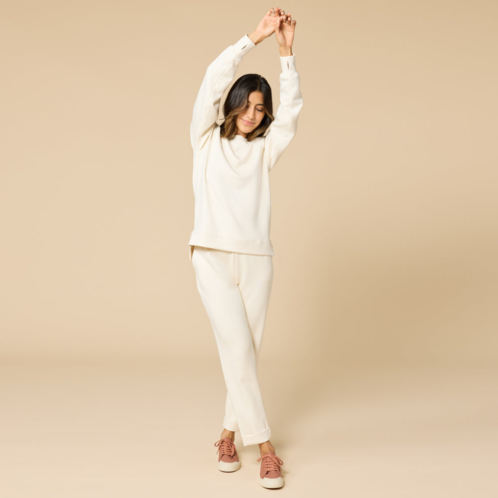 DreamTech Crew Tunic with Side Zip & Ankle Cuff Pant Almond