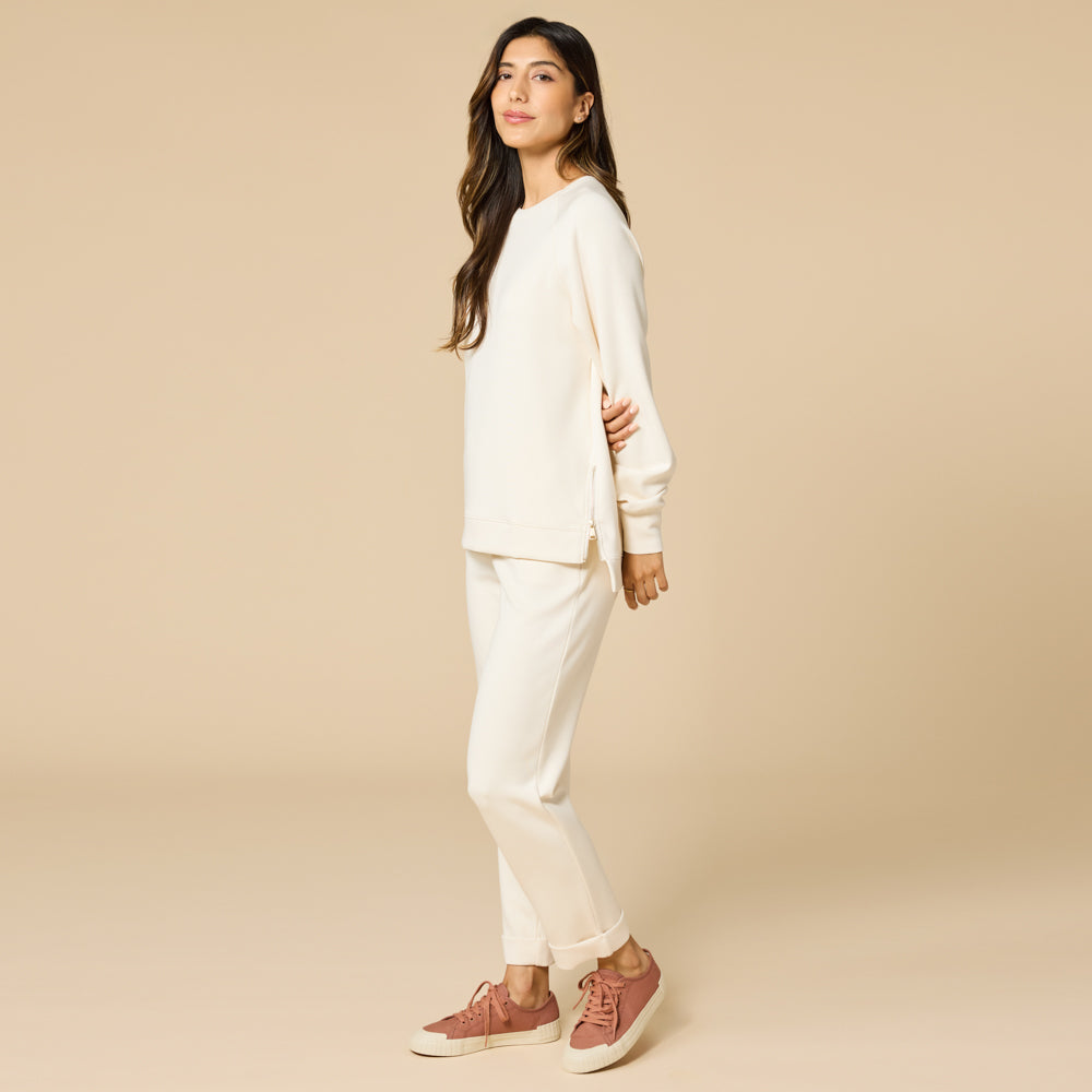 DreamTech Crew Tunic with Side Zip & Ankle Cuff Pant Almond