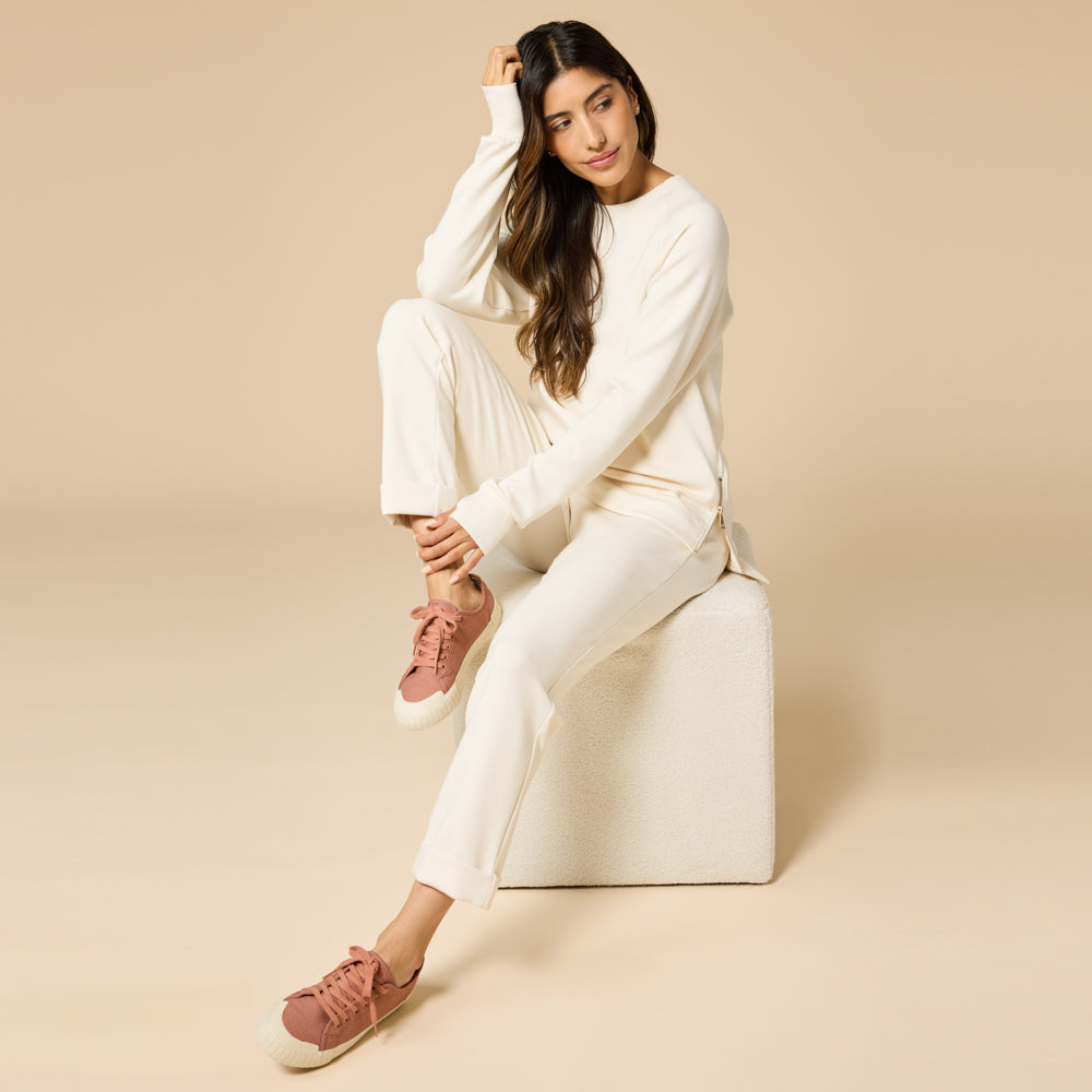 DreamTech Crew Tunic with Side Zip & Ankle Cuff Pant Almond