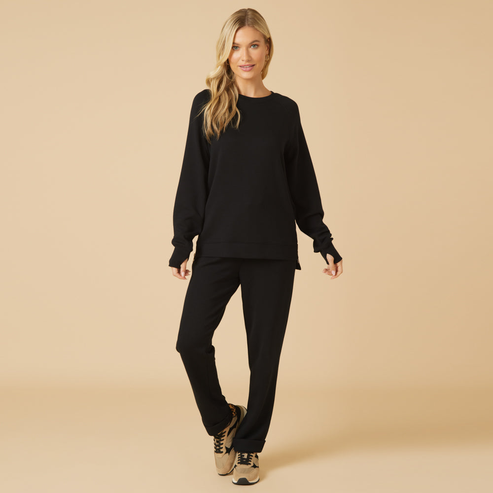 DreamTech Crew Tunic with Side Zip & Ankle Cuff Pant Black