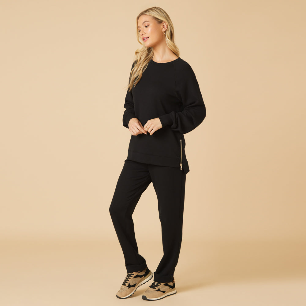 DreamTech Crew Tunic with Side Zip & Ankle Cuff Pant Black