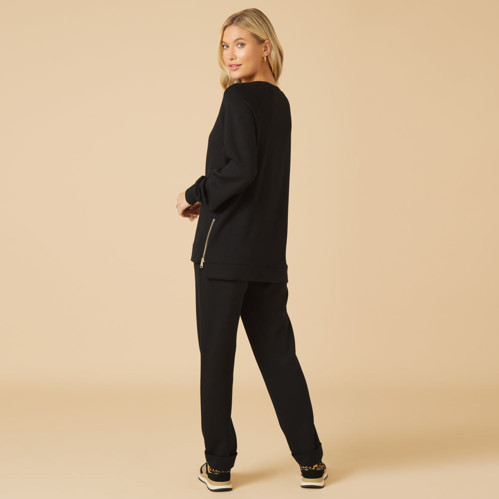 DreamTech Crew Tunic with Side Zip & Ankle Cuff Pant DreamTech Crew Tunic with Side Zip & Ankle Cuff Pant in Black