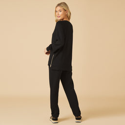 DreamTech Crew Tunic with Side Zip & Ankle Cuff Pant DreamTech Crew Tunic with Side Zip & Ankle Cuff Pant in Black