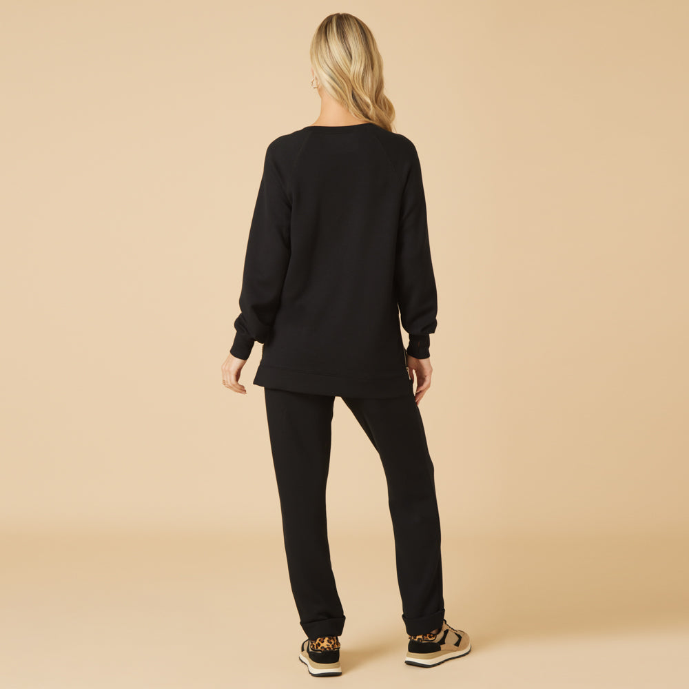 DreamTech Crew Tunic with Side Zip & Ankle Cuff Pant Black