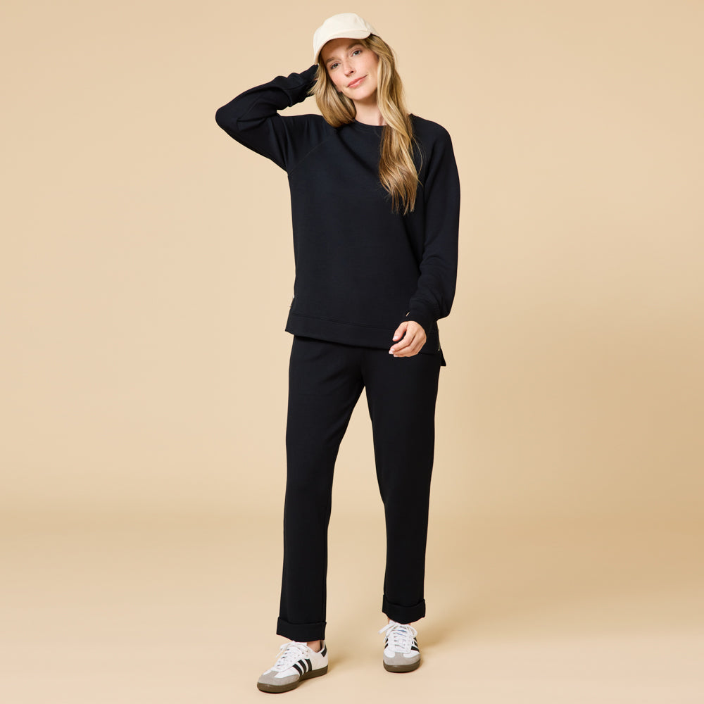 DreamTech Crew Tunic with Side Zip & Ankle Cuff Pant Black