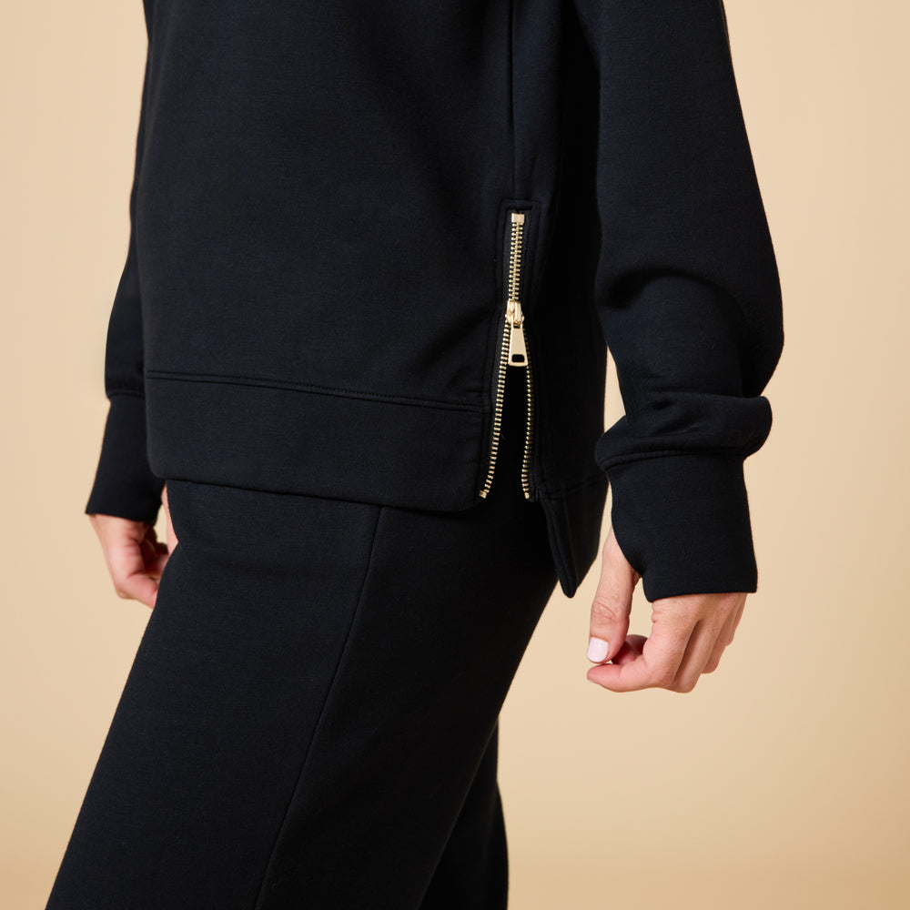 DreamTech Crew Tunic with Side Zip & Ankle Cuff Pant Black