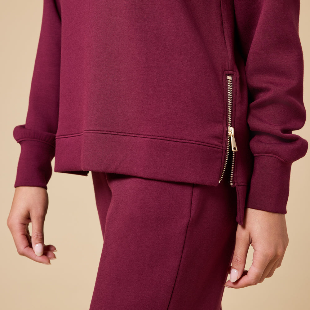 DreamTech Crew Tunic with Side Zip & Ankle Cuff Pant Cherry Cola