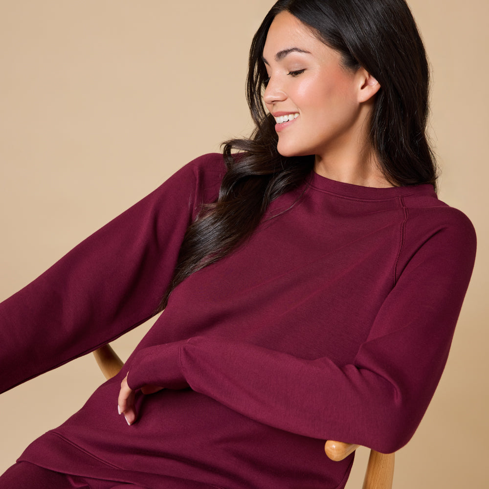 DreamTech Crew Tunic with Side Zip & Ankle Cuff Pant Cherry Cola