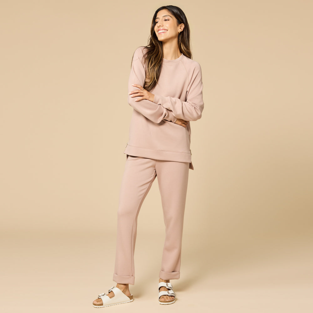 DreamTech Crew Tunic with Side Zip & Ankle Cuff Pant Coco