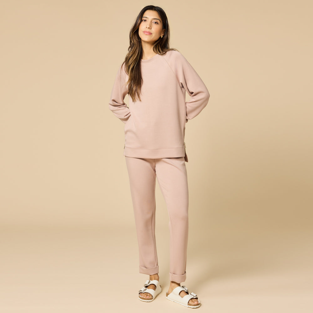 DreamTech Crew Tunic with Side Zip & Ankle Cuff Pant Coco