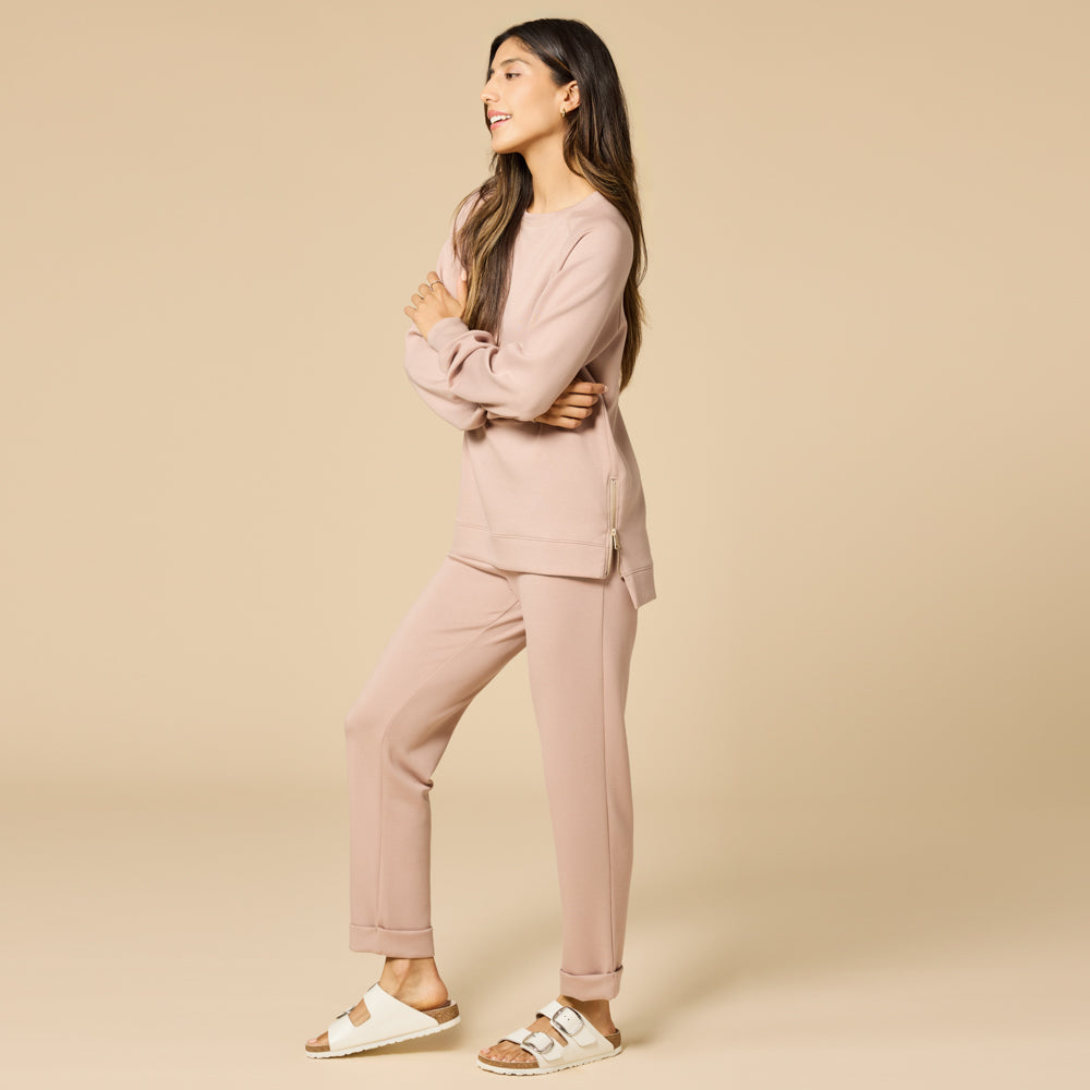 DreamTech Crew Tunic with Side Zip & Ankle Cuff Pant Coco