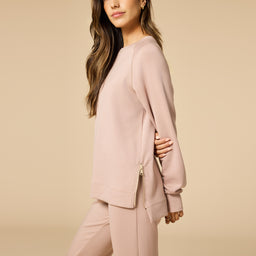 DreamTech Crew Tunic with Side Zip & Ankle Cuff Pant DreamTech Crew Tunic with Side Zip & Ankle Cuff Pant in Coco