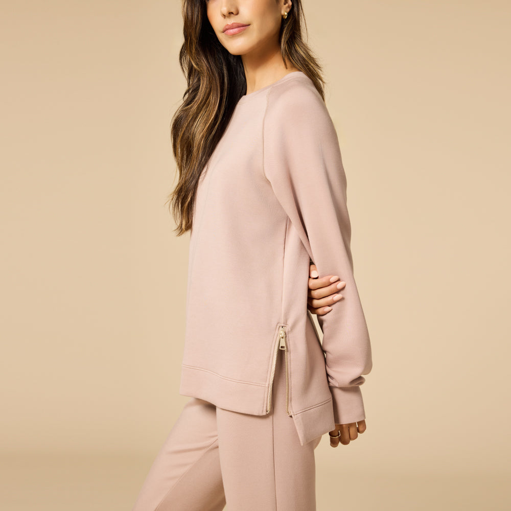 DreamTech Crew Tunic with Side Zip & Ankle Cuff Pant Coco