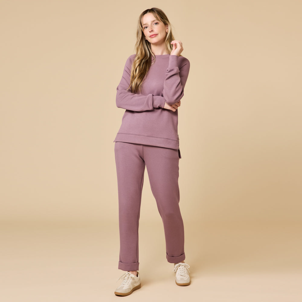 DreamTech Crew Tunic with Side Zip & Ankle Cuff Pant Driftwood