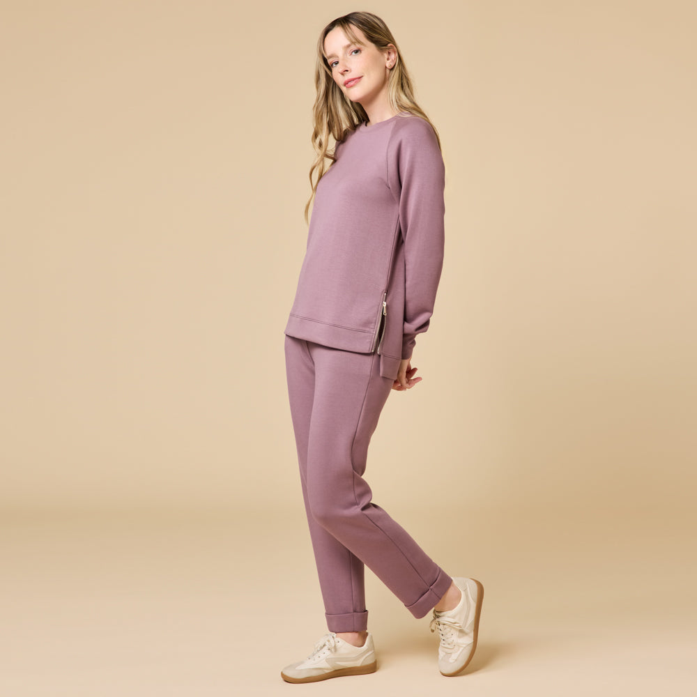 DreamTech Crew Tunic with Side Zip & Ankle Cuff Pant Driftwood