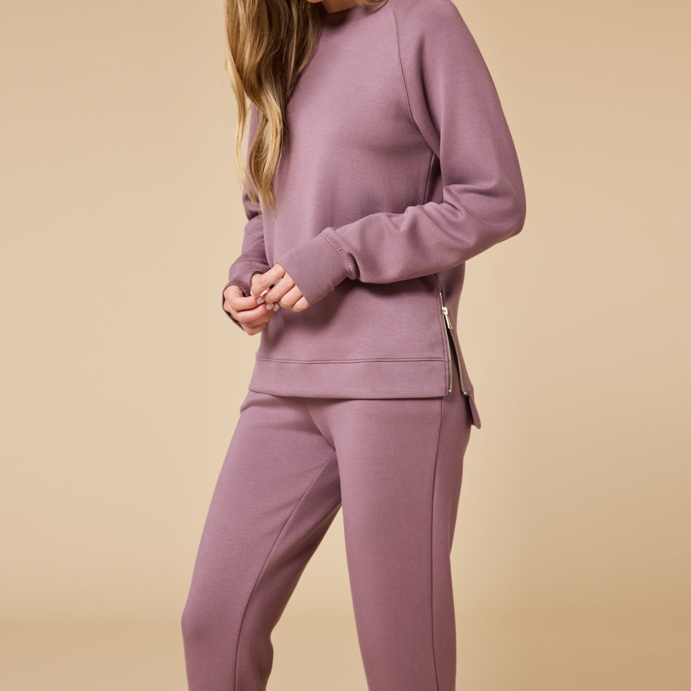 DreamTech Crew Tunic with Side Zip & Ankle Cuff Pant Driftwood