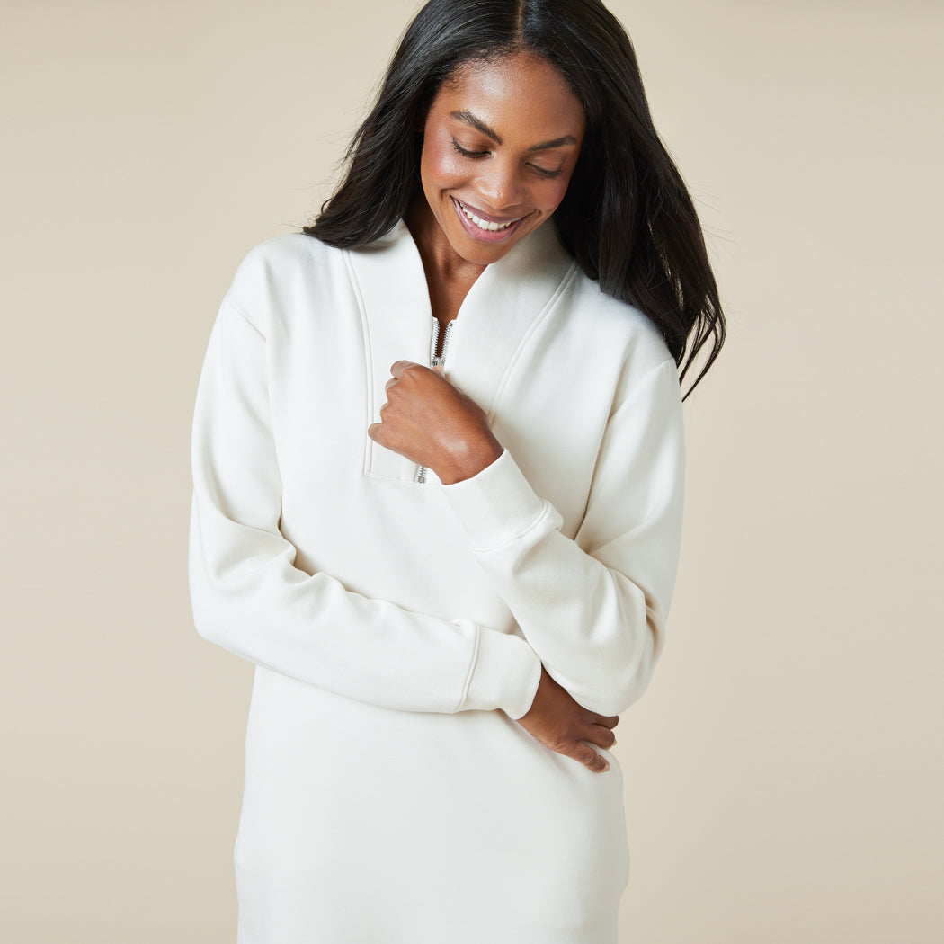 DreamTech 35" 1/4 Zip Tunic Lounger DreamTech 35" 1/4 Zip Tunic Lounger in Almond