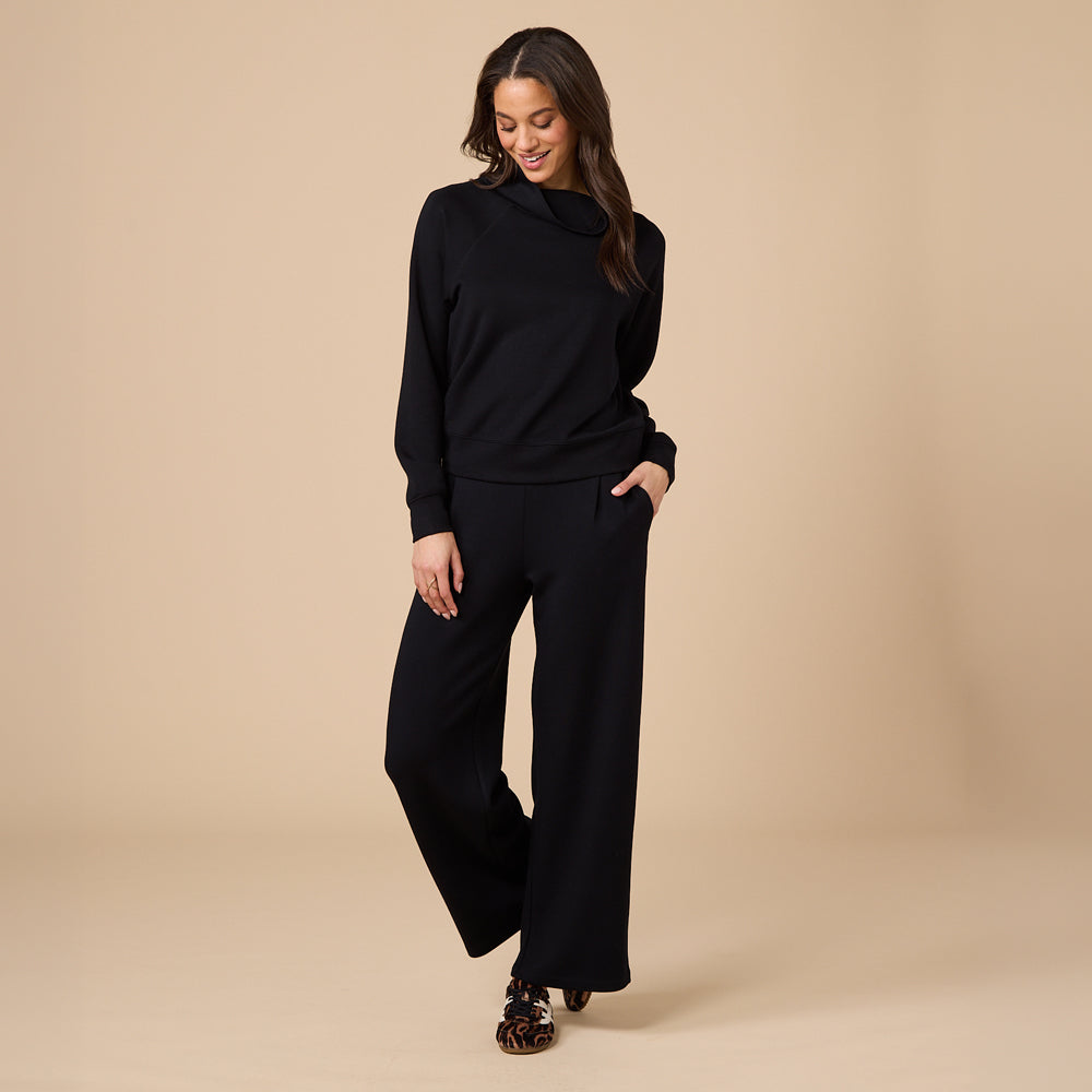 DreamTech Cowl Neck with Pleated Pant DreamTech Cowl Neck with Pleated Pant in Black