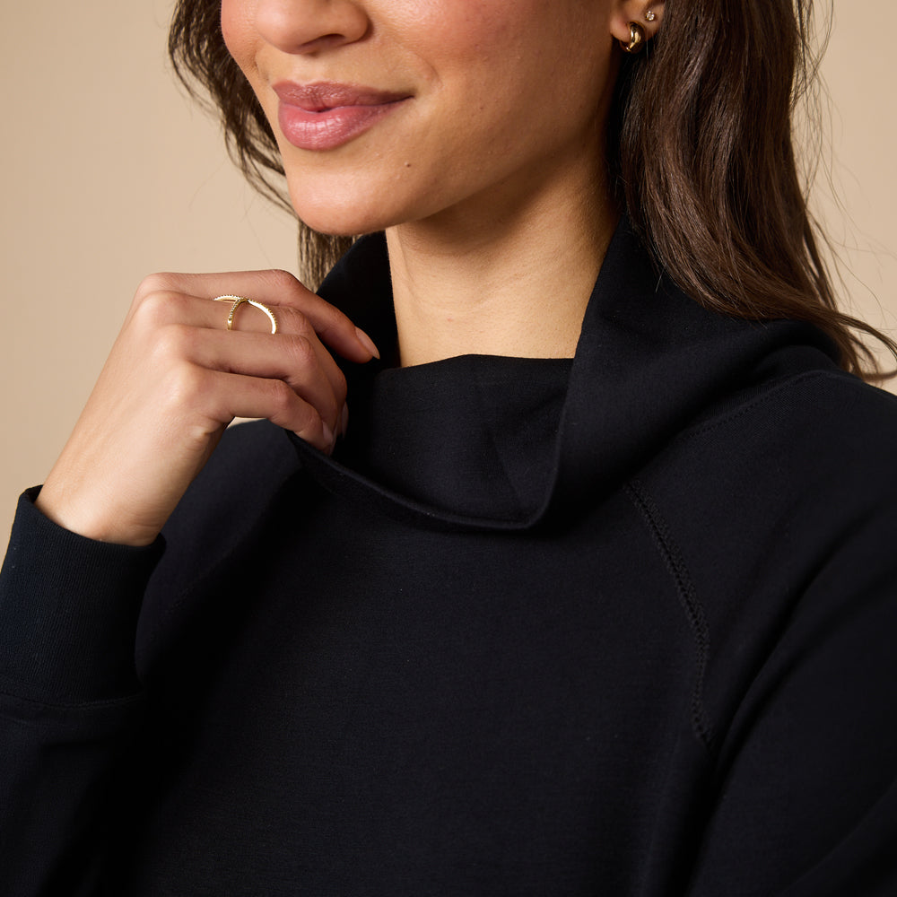 DreamTech Cowl Neck with Pleated Pant DreamTech Cowl Neck with Pleated Pant in Black
