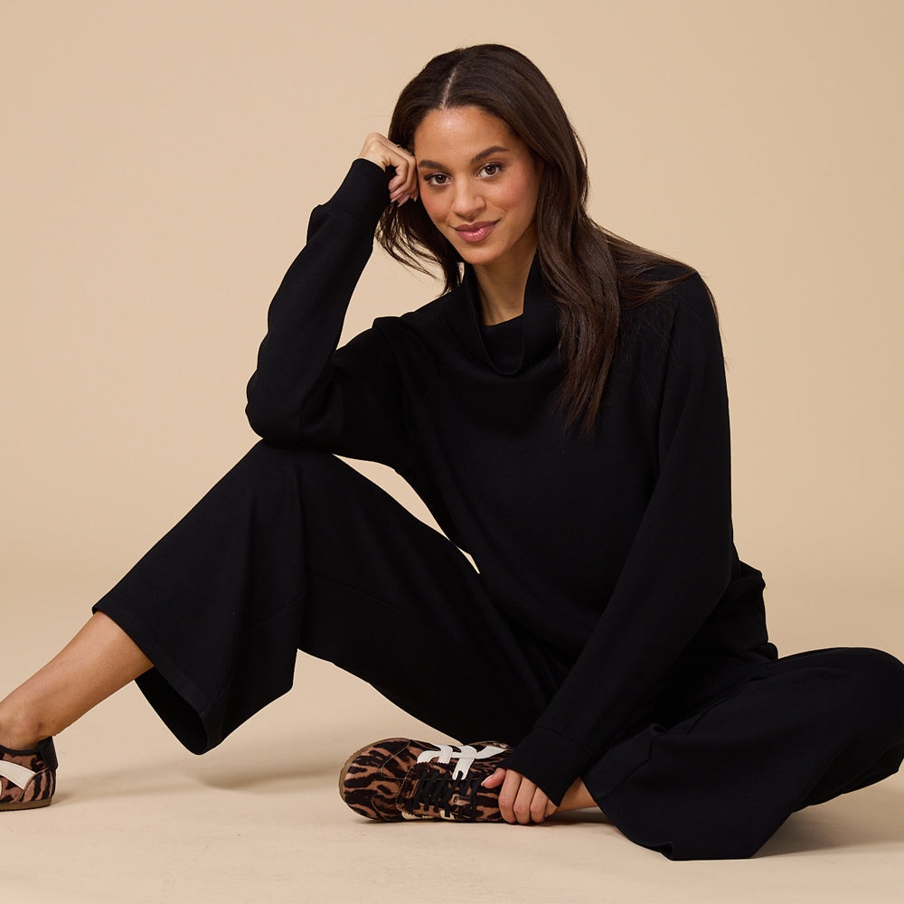 DreamTech Cowl Neck with Pleated Pant DreamTech Cowl Neck with Pleated Pant in Black