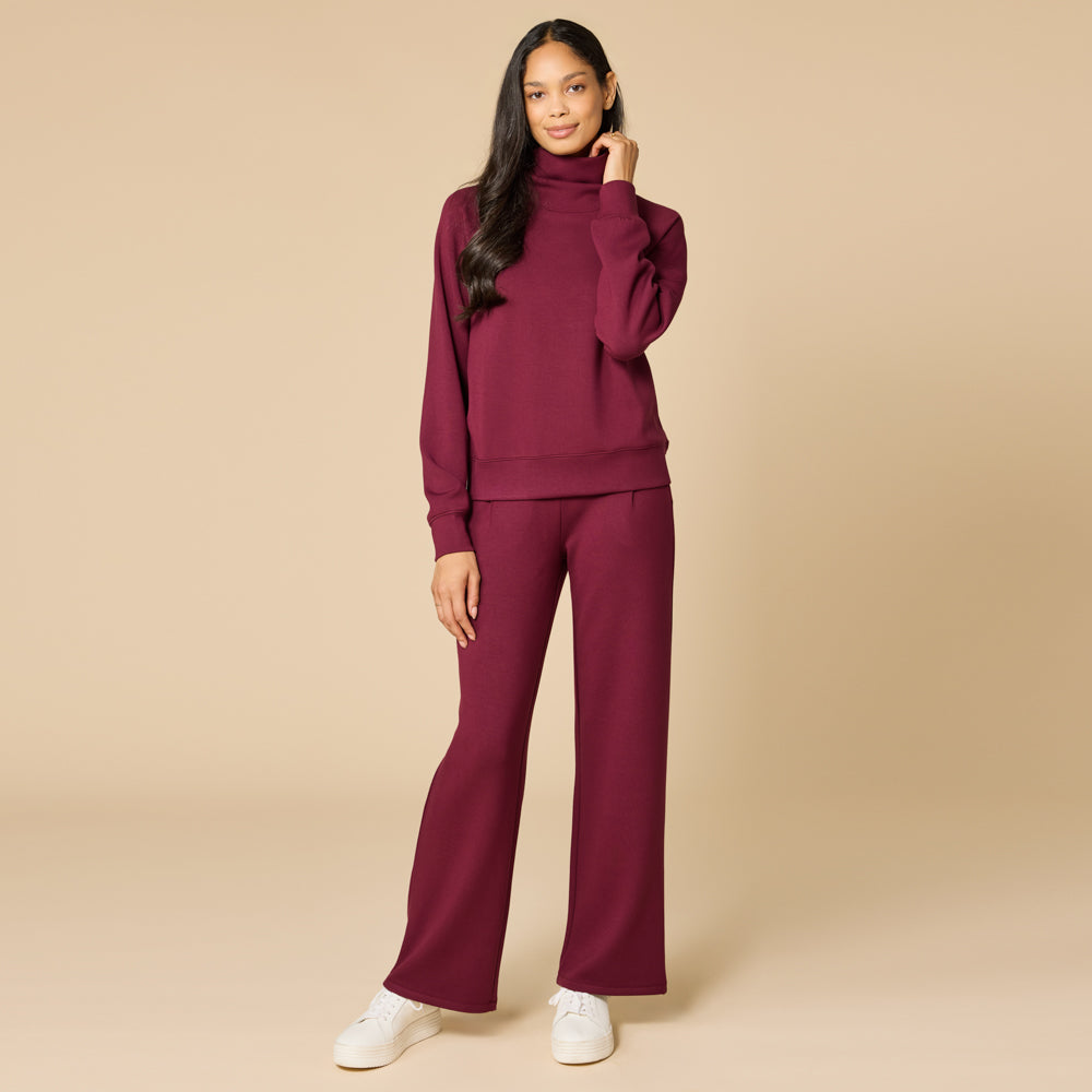 DreamTech Cowl Neck with Pleated Pant DreamTech Cowl Neck with Pleated Pant in Cherry Cola