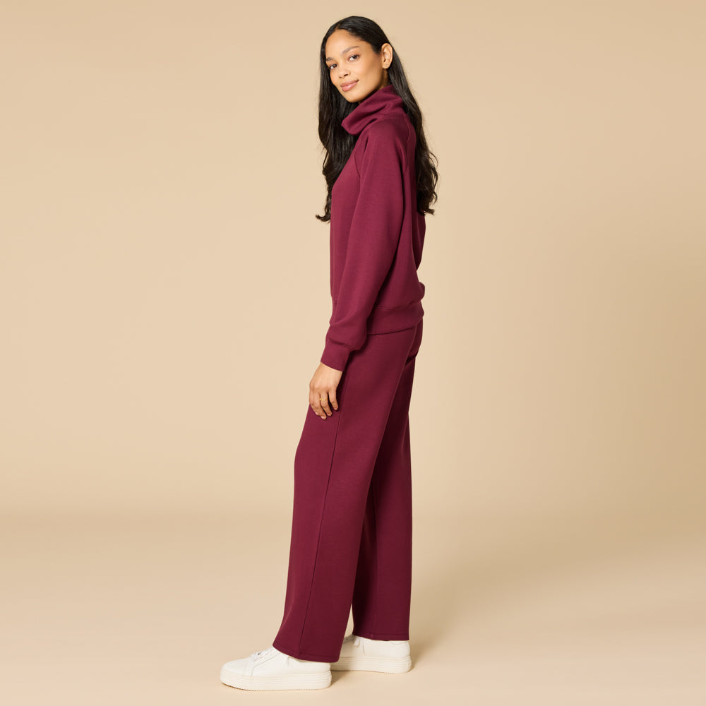 DreamTech Cowl Neck with Pleated Pant DreamTech Cowl Neck with Pleated Pant in Cherry Cola