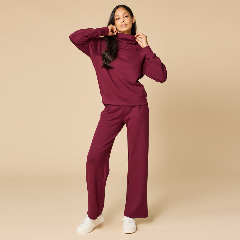 DreamTech Cowl Neck with Pleated Pant Cherry Cola