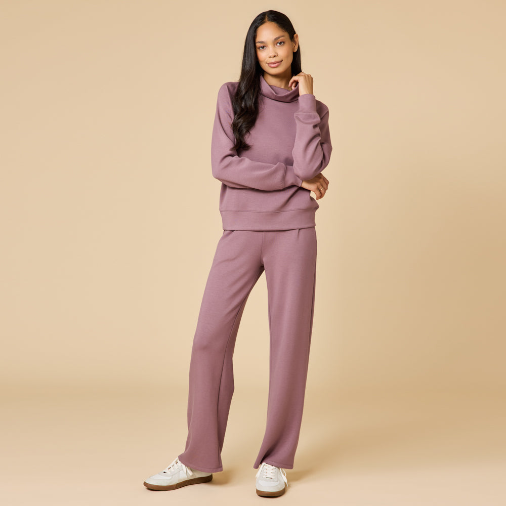 DreamTech Cowl Neck with Pleated Pant Driftwood