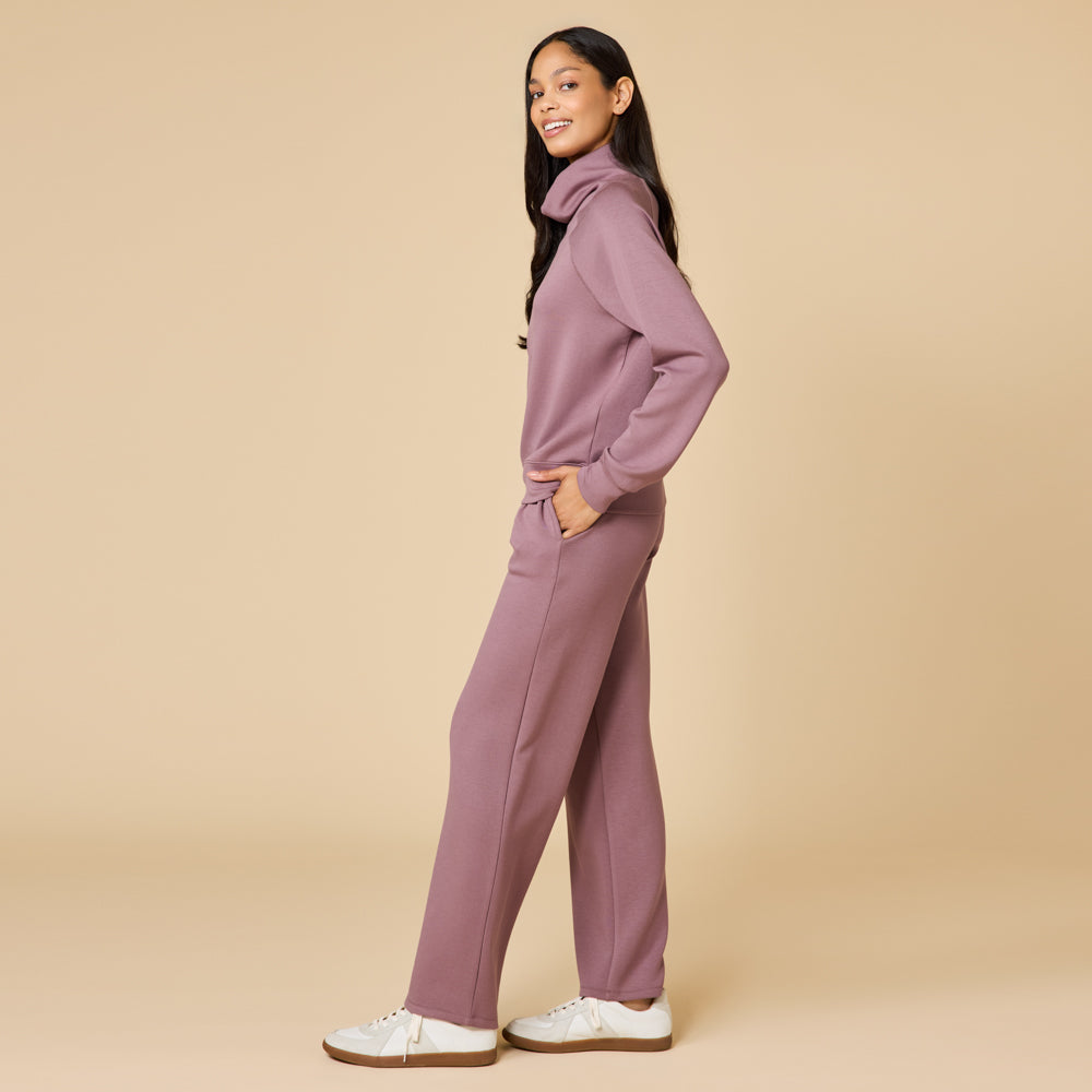 DreamTech Cowl Neck with Pleated Pant Driftwood